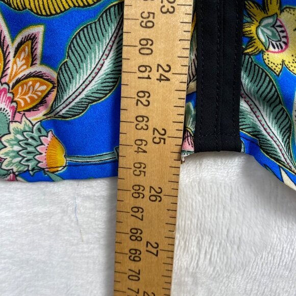 Chenault Womens 2X Floral Print Kimono Sleeve Blouse Blue Black Polyester - Picture 8 of 9